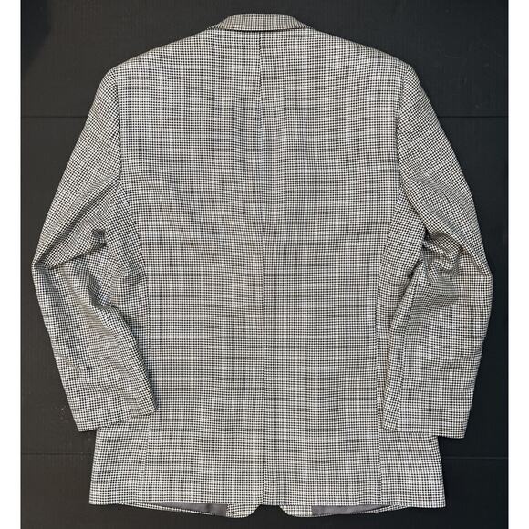 Ralph Ralph Lauren Blazer Sport Coat Mens‎ 44L Black Cream Blue Houndstooth Silk - Picture 8 of 12